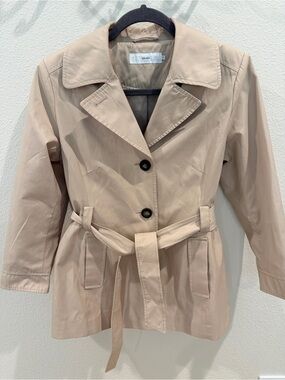 John Lewis Beige Belted Short Trench Coat Jacket US 6